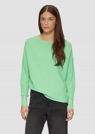 s.Oliver Weicher Strickpullover aus Viskosemix mit Fledermausärmeln - limettengrün