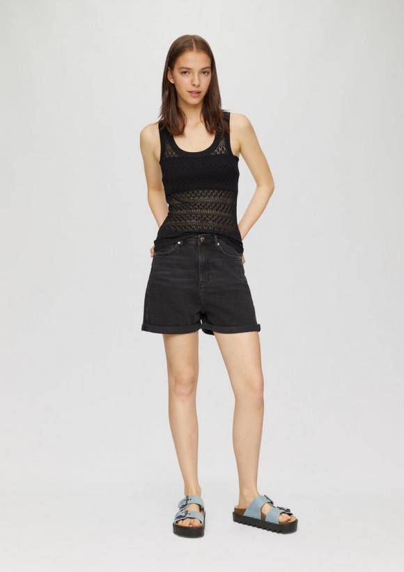 s.Oliver Mom Jeans-Shorts / Relaxed Fit / High Rise - schwarz