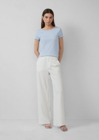 s.Oliver Nadelstreifen-Hose mit weitem Bein - wollweiß