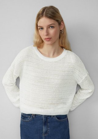 s.Oliver leichter Pullover mit Ajourmuster - ecru