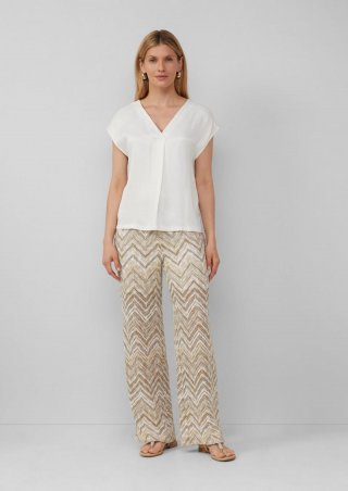 s.Oliver Wide-Leg-Hose aus Strickjersey mit Futtershorts und Elastikbund - helles beige
