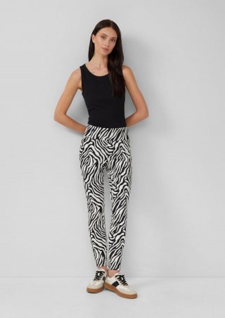 s.Oliver Leggings mit Animal-All-over-Print - weiß