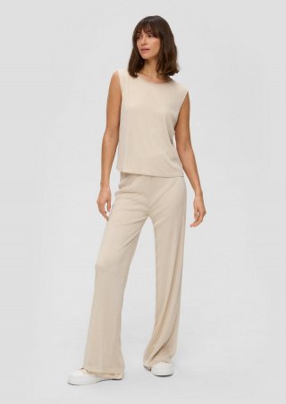 s.Oliver Regular: Wide-Leg-Hose in Glitzer-Optik - beige
