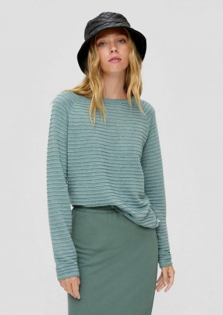 s.Oliver Pullover mit Strukturmuster aus Viskosemix - helles petrol
