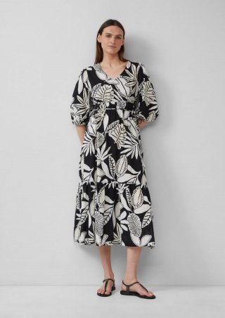 s.Oliver Midikleid aus Baumwolle mit Binde-Details - schwarz