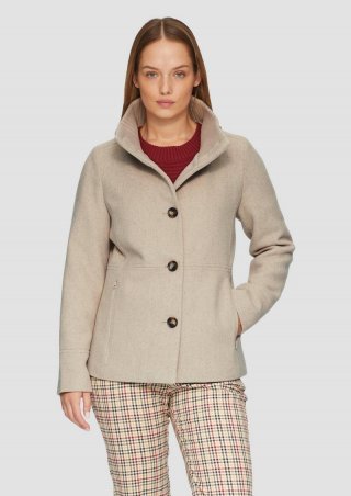 s.Oliver Twilljacke mit Strick-Stehkragen und Eingrifftaschen - beige