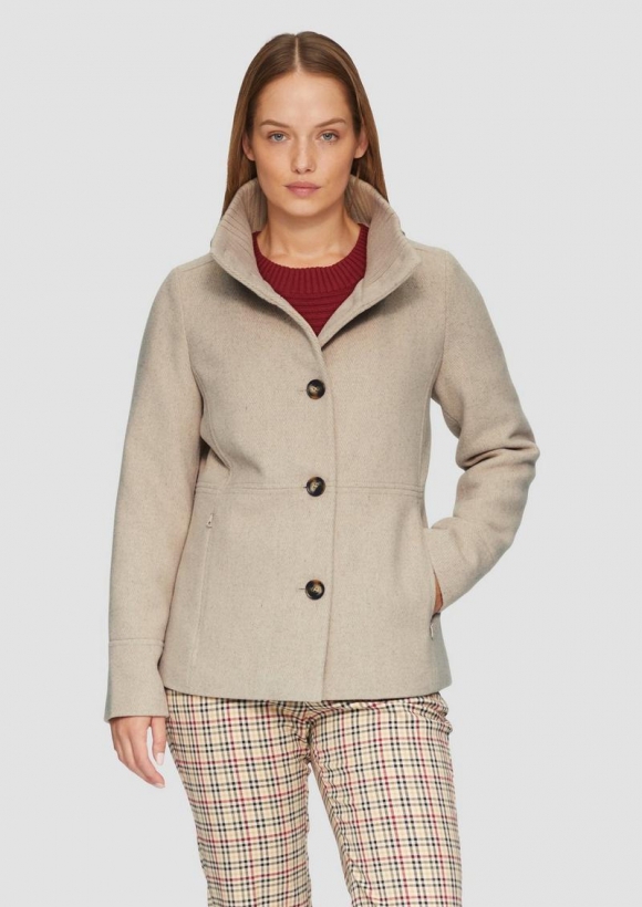 s.Oliver Twilljacke mit Strick-Stehkragen und Eingrifftaschen - beige