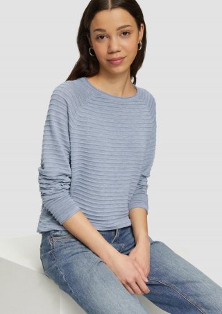 s.Oliver Pullover mit Strukturmuster aus Viskosemix - blassblau