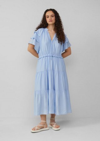 s.Oliver Midikleid mit Volant-Details | QS x Debi Flügge - hellblau