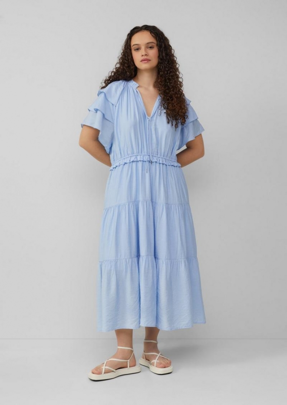 s.Oliver Midikleid mit Volant-Details | QS x Debi Flügge - hellblau