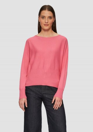 s.Oliver Strickpullover mit Strukturmuster am Saum - pink