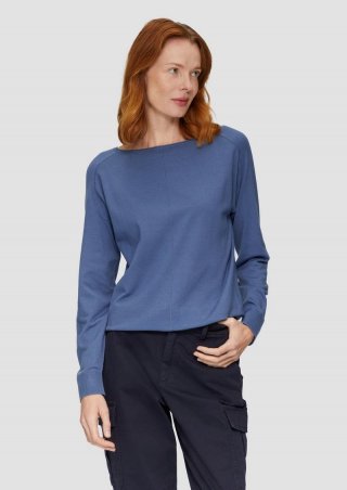 s.Oliver Strickpullover mit U-Boot-Ausschnitt aus Viskosestretch - hellblau