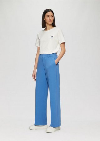 s.Oliver Wide-Leg-Hose aus Struktur-Jersey - royalblau