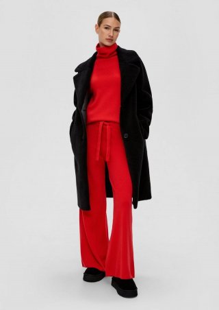s.Oliver Wide Leg-Hose aus Merino-Kaschmir-Mix - rot