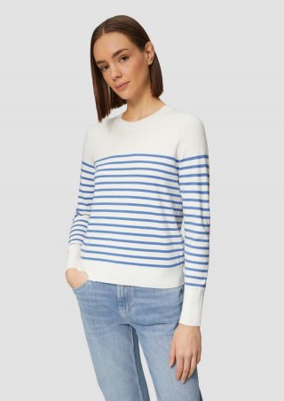 s.Oliver Gestreifter Pullover aus Viskosemix - royalblau