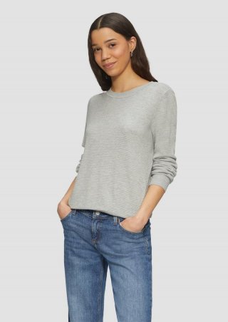 s.Oliver Strickpullover mit Struktur aus Viskosemix - grau meliert
