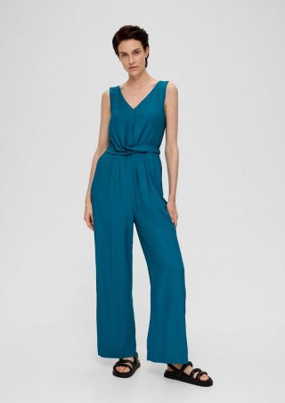 s.Oliver Viskose-Jumpsuit mit Taillengürtel - petrol