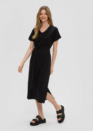 s.Oliver Kurzarm-Kleid aus Jersey - schwarz
