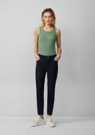 s.Oliver Ankle-Hose im Slim Fit aus Baumwollsatin - navy