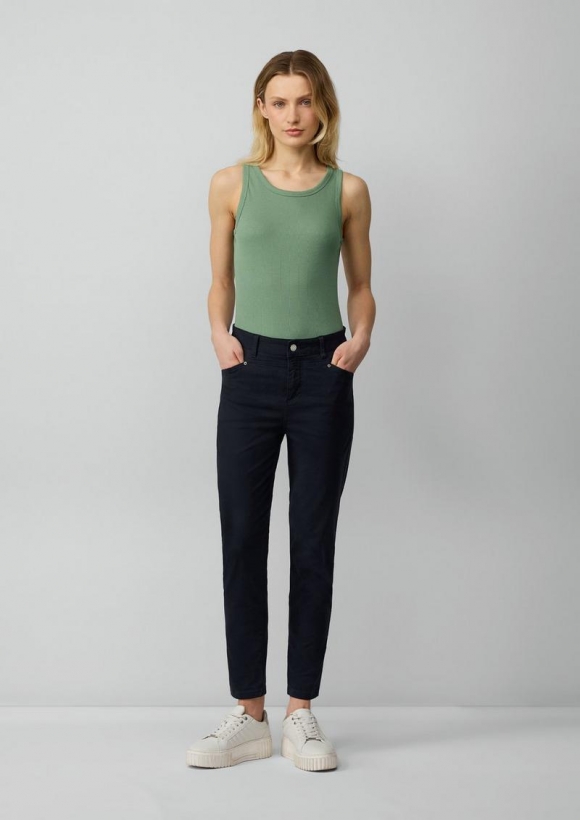 s.Oliver Ankle-Hose im Slim Fit aus Baumwollsatin - navy