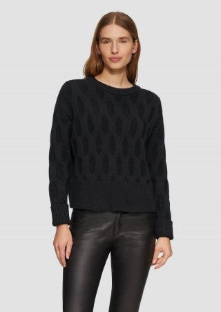s.Oliver Oversized Pullover mit Strickmuster - schwarz