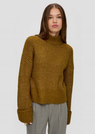 s.Oliver Strickpullover mit Rollkragen - olivgrün