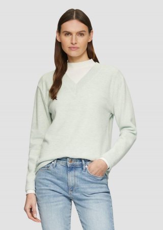s.Oliver Weiches Sweatshirt mit V-Ausschnitt - minze