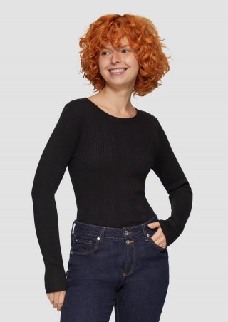 s.Oliver Strickpullover aus Viskosemix - schwarz