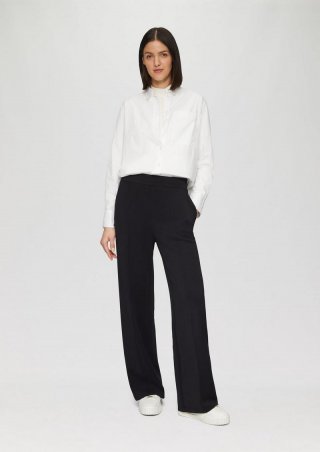 s.Oliver Regular: Scuba-Hose mit Wide Leg - schwarz