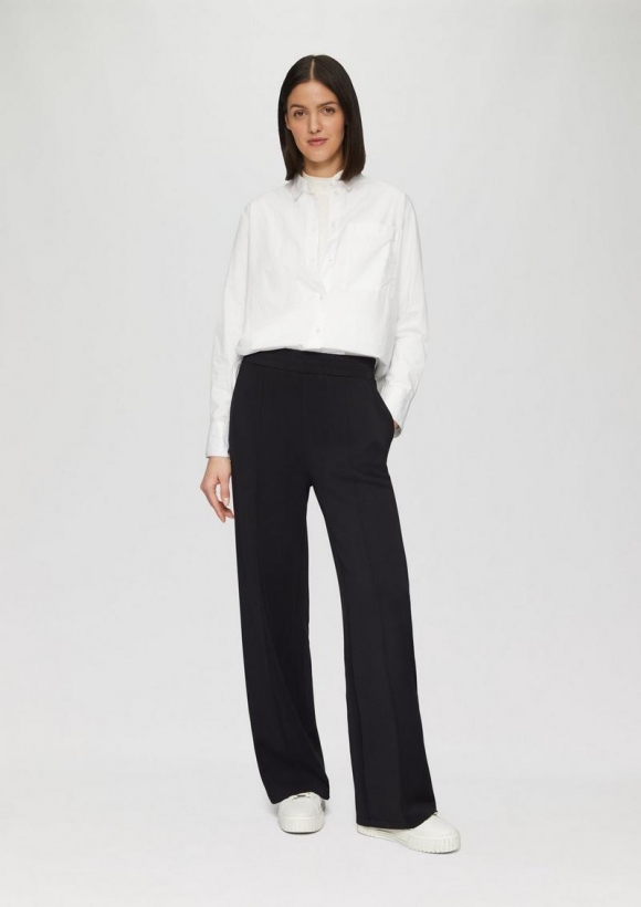 s.Oliver Regular: Scuba-Hose mit Wide Leg - schwarz
