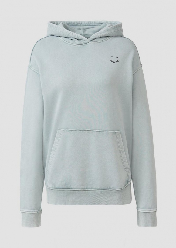 s.Oliver Unisex Sweatshirt mit Backprint und Wascheffekt - salbeigrün