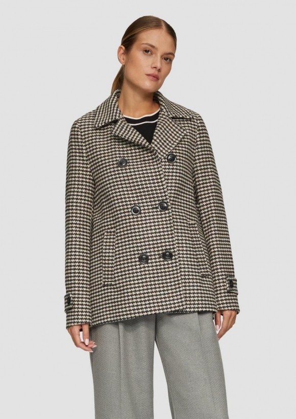 s.Oliver Cabanjacke mit Hahnentrittmuster - schwarz