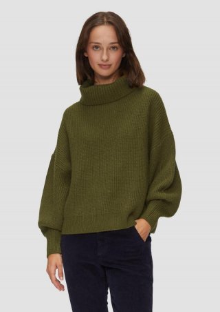 s.Oliver Oversized Rollkragenpullover mit weiten Ärmeln - guacamole
