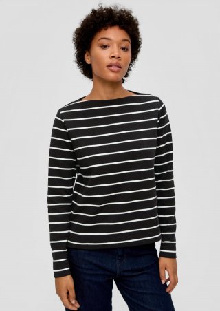 s.Oliver Longsleeve aus Baumwollstretch - schwarz