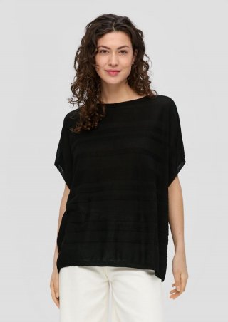 s.Oliver Strickponcho aus Viskosemix - schwarz