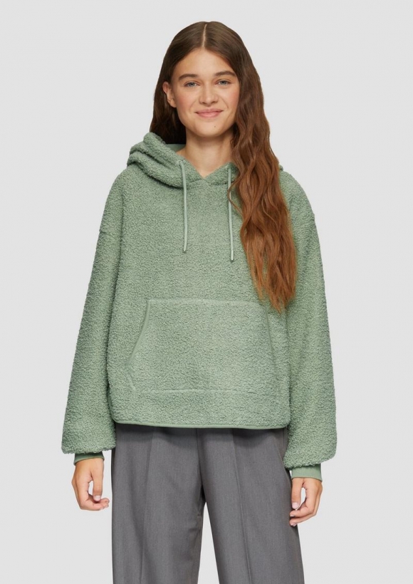 s.Oliver Sweatshirt aus Teddy-Fleece - salbeigrün