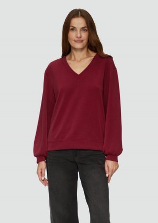 s.Oliver Scuba-Sweatshirt mit V-Ausschnitt - rubinrot