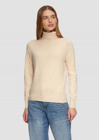 s.Oliver Feinstrickpullover mit Rollkragen - sandfarben