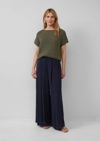 s.Oliver Wide-Leg-Hose aus Crêpe mit Falten - navy