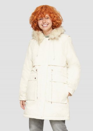 s.Oliver Gefütterter Parka mit abnehmbarem Kunstfell - creme