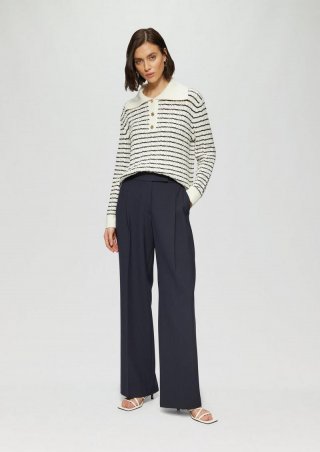 s.Oliver Elegante Hose mit Extra Wide Leg aus Viskosemix - navy