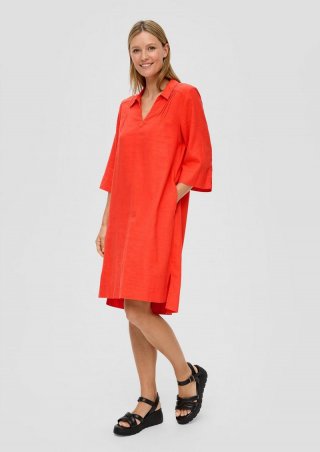 s.Oliver Relaxed Fit-Kleid aus Leinenmix - koralle