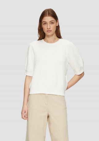 s.Oliver Scuba-Sweatshirt mit Faltendetails - creme