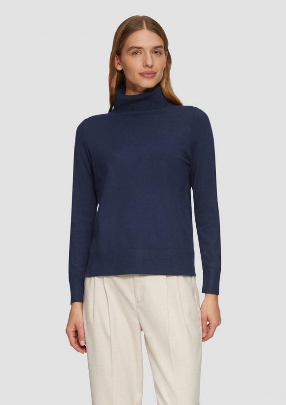 s.Oliver Feinstrickpullover mit Rollkragen - navy