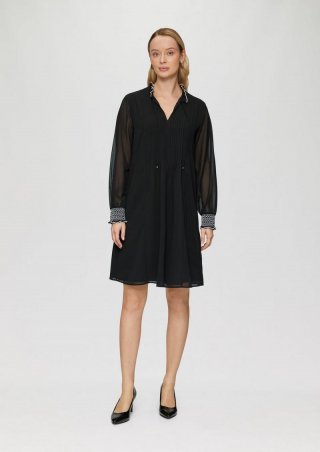 s.Oliver Chiffonkleid mit Kontrast-Details - schwarz