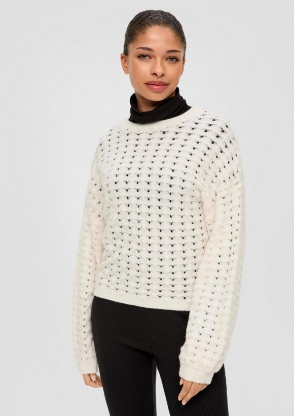 s.Oliver Strickpullover aus Baumwollmix - creme