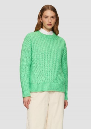 s.Oliver Weicher Grobstrickpullover mit überschnittenen Schultern - limettengrün