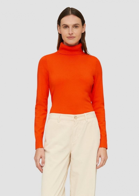 s.Oliver Weicher Rollkragenpullover aus Viskosemix - orange