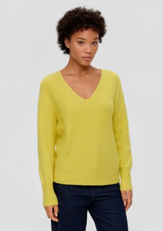 s.Oliver Strickpullover mit V-Ausschnitt - gelb