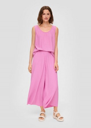 s.Oliver Plissierte Wide-Leg-Hose mit Elastikbund - rosa
